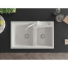 Mexen Tomas granit gootsteen 2-kamer met keukenmengkraan Carla, wit - 6516-20-670700-20