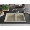 Mexen Tomas granite sink 2-bowl with Carla kitchen tap, beige - 6516-69-670700-00