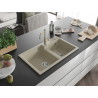 Mexen Tomas granitspüle 2-becken mit küchenarmatur Carla, beige - 6516-69-670700-69