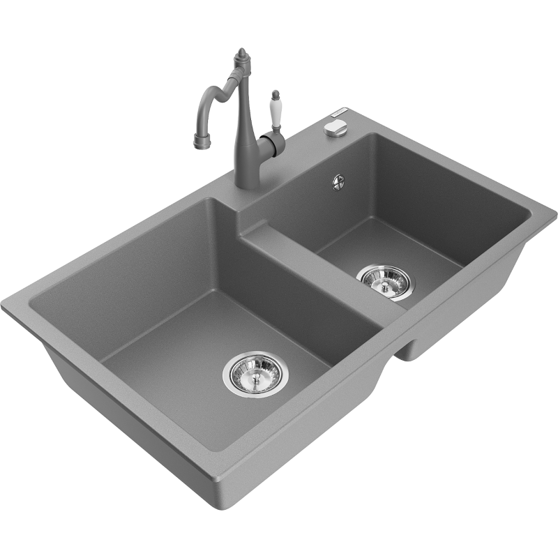 Mexen Tomas 2-fackig granitho med köksblandare Carla, grå - 6516-71-670700-71