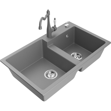 Mexen Tomas 2-fackig granitho med köksblandare Carla, grå - 6516-71-670700-71