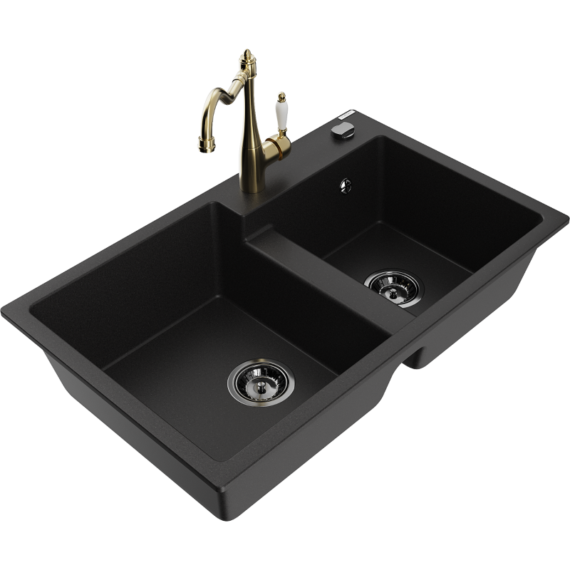 Mexen Tomas 2-Kummer Granitspullsteen mat Kichekran Carla, schwaarz - 6516-77-670700-50-B