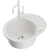 Mexen Kevin granite sink 1-bowl with drainer and kitchen tap Carla, white - 6517-20-670700-20