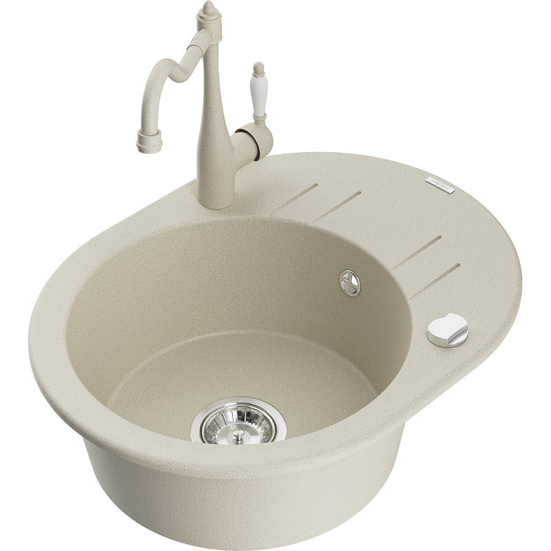 Mexen Kevin granitdiskho med 1 fack med avrinningsyta och köksblandare Carla, beige - 6517-69-670700-69