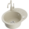 Mexen Kevin fregadero de granito de 1 cubeta con escurridor y grifo de cocina Carla, beige - 6517-69-670700-69