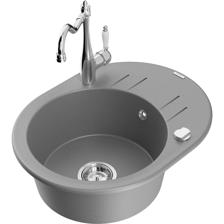Mexen Kevin fregadero de granito de 1 cubeta con escurridor y grifo de cocina Carla, gris - 6517-71-670700-00