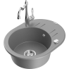 Mexen Kevin fregadero de granito de 1 cubeta con escurridor y grifo de cocina Carla, gris - 6517-71-670700-00