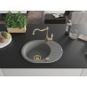 Mexen Kevin fregadero de granito de 1 cubeta con escurridor y grifo de cocina Carla, gris - 6517-71-670700-50