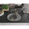 Mexen Kevin granite sink 1-bowl with drainer and Carla kitchen tap, grey - 6517-71-670700-50