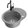Mexen Kevin fregadero de granito de 1 seno con escurridor y grifo de cocina Carla, gris - 6517-71-670700-70