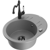 Mexen Kevin fregadero de granito de 1 cubeta con escurridor y grifo de cocina Carla, gris - 6517-71-670700-70-B