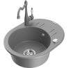 Mexen Kevin fregadero de granito de 1 seno con escurridor y grifo de cocina Carla, gris - 6517-71-670700-71