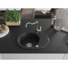 Mexen Kevin granitische spoelbak 1-komor met afdruiprek en keukenkraan Carla, zwart/zilveren metallic - 6517-73-670700-00