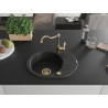 Mexen Kevin Granitspüle mit einer Kammer, Abtropffläche und Küchenarmatur Carla, schwarz/silber Metallic - 6517-73-670700-50