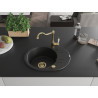 Mexen Kevin granitische spoelbak met 1 bak en afdruiprek en keukenkraan Carla, zwart - 6517-77-670700-50