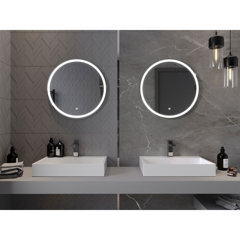 Mexen Gobi specchio da bagno illuminato, rotondo 60 cm, LED 6000K, anti-appannamento - 9801-060-060-611-00