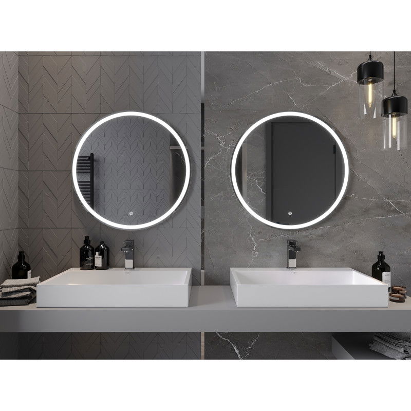 Mexen Gobi kopalno osvetljeno kopalniško ogledalo, okroglo 70 cm, LED 6000K, proti kondenzaciji - 9801-070-070-611-00