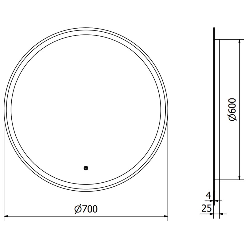 Mexen Gobi espejo de baño retroiluminado, redondo de 70 cm, LED 6000K, antivaho - 9801-070-070-611-00