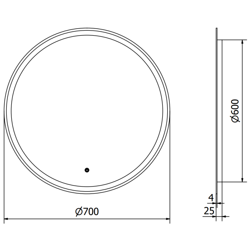 Mexen Gobi kopalno osvetljeno kopalniško ogledalo, okroglo 70 cm, LED 6000K, proti kondenzaciji - 9801-070-070-611-00