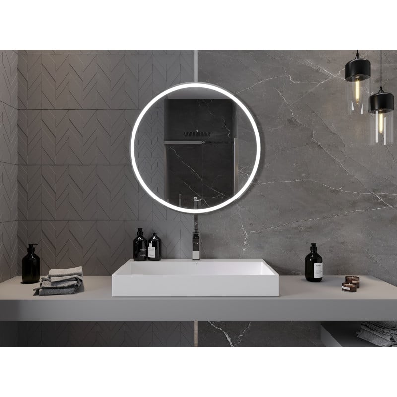 Mexen Gobi specchio da bagno illuminato, rotondo 80 cm, LED 6000K, antiappannamento - 9801-080-080-611-00