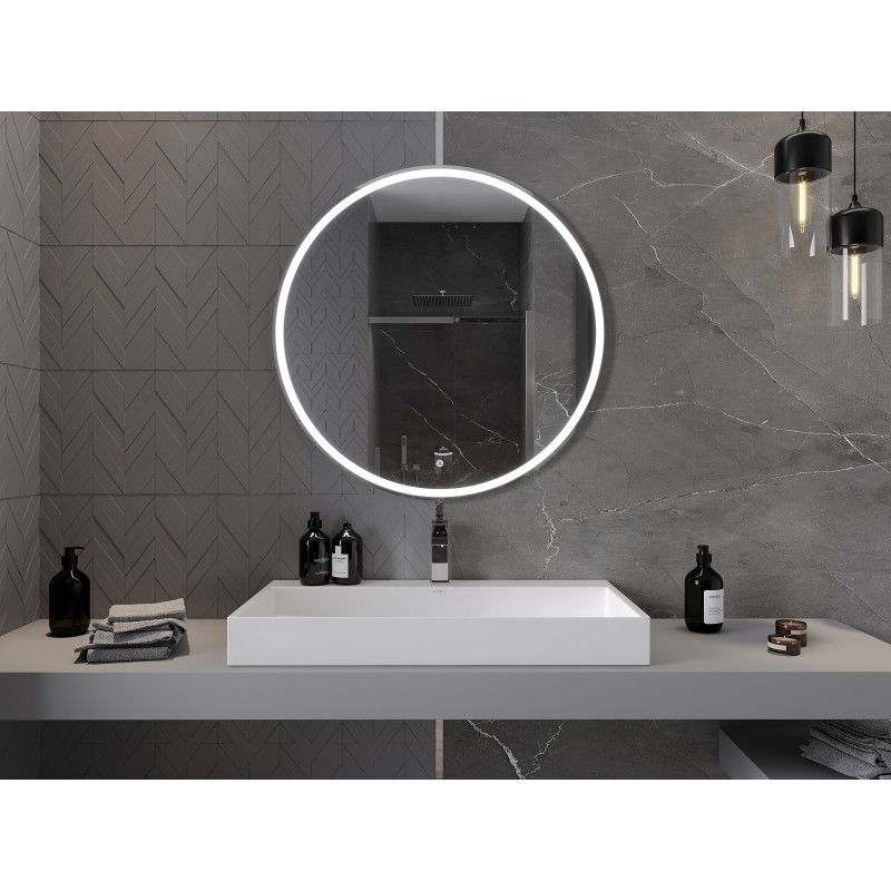 Mexen Gobi beléifte Buedzëmmer Spigel, ronn 90 cm, LED 6000K, antifog - 9801-090-090-611-00