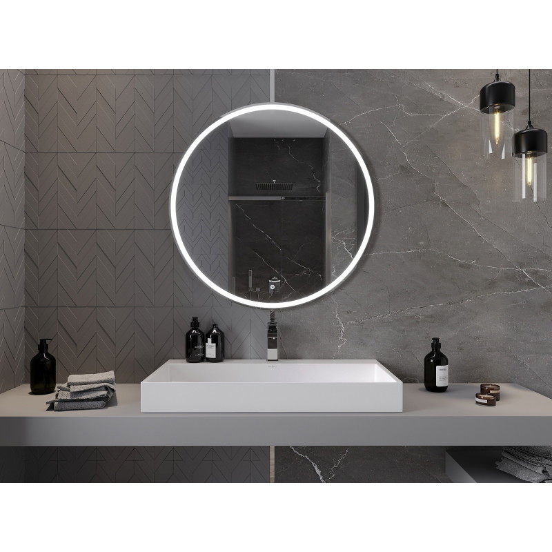 Mexen Gobi miroir de salle de bain éclairé, rond 90 cm, LED 6000K, antibuée - 9801-090-090-611-00