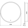 Mexen Gobi beleuchteter Badezimmerspiegel, rund 90 cm, LED 6000K, Antibeschlag - 9801-090-090-611-00