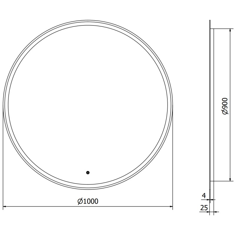 Mexen Gobi beleuchteter Badezimmerspiegel, rund 100 cm, LED 6000K, Antibeschlag - 9801-100-100-611-00