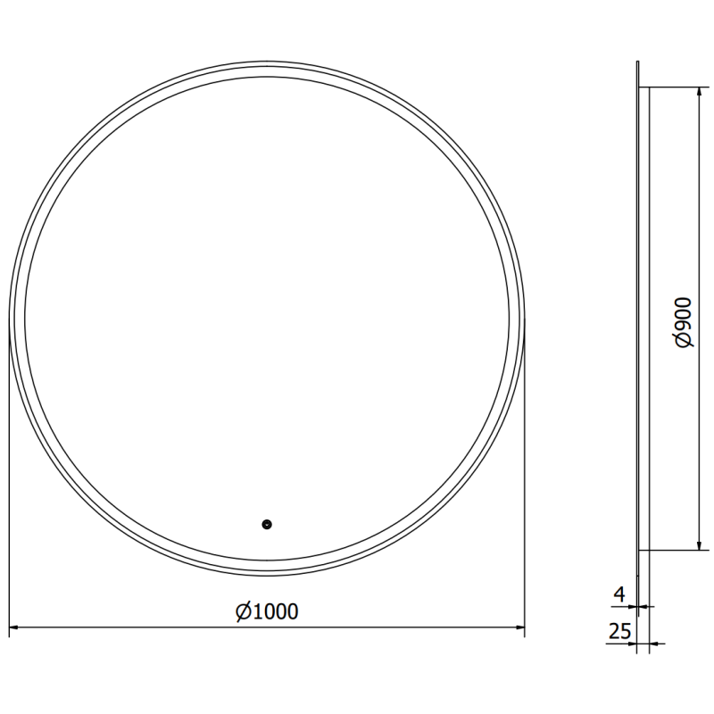 Mexen Gobi beleuchteter runder Badezimmerspiegel 100 cm, LED 6000K, Antibeschlag - 9801-100-100-611-00