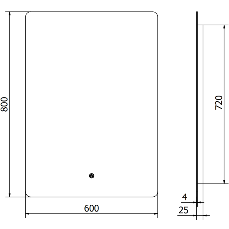 Mexen Sun belyst badrumsspegel 60 x 80 cm, LED 6000K, antikondens - 9807-060-080-611-00