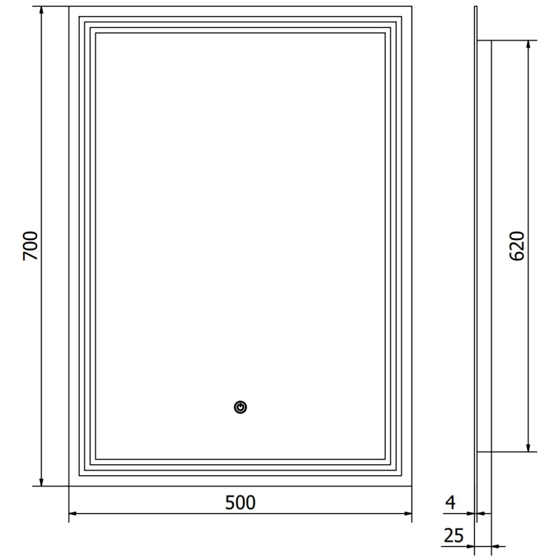 Mexen Taco miroir de salle de bain rétroéclairé 50 x 70 cm, LED 6000K, anti-buée - 9805-050-070-611-00