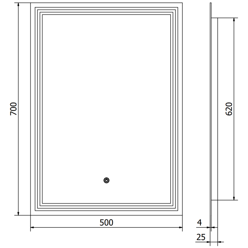 Mexen Taco specchio da bagno retroilluminato 50 x 70 cm, LED 6000K, antiappannamento - 9805-050-070-611-00