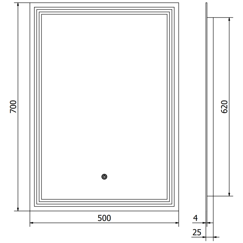 Mexen Taco verlichte badkamer spiegel 50 x 70 cm, LED 6000K, antidamp - 9805-050-070-611-00