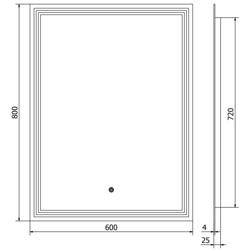 Mexen Taco espejo de baño iluminado 60 x 80 cm, LED 6000K, antivaho - 9805-060-080-611-00