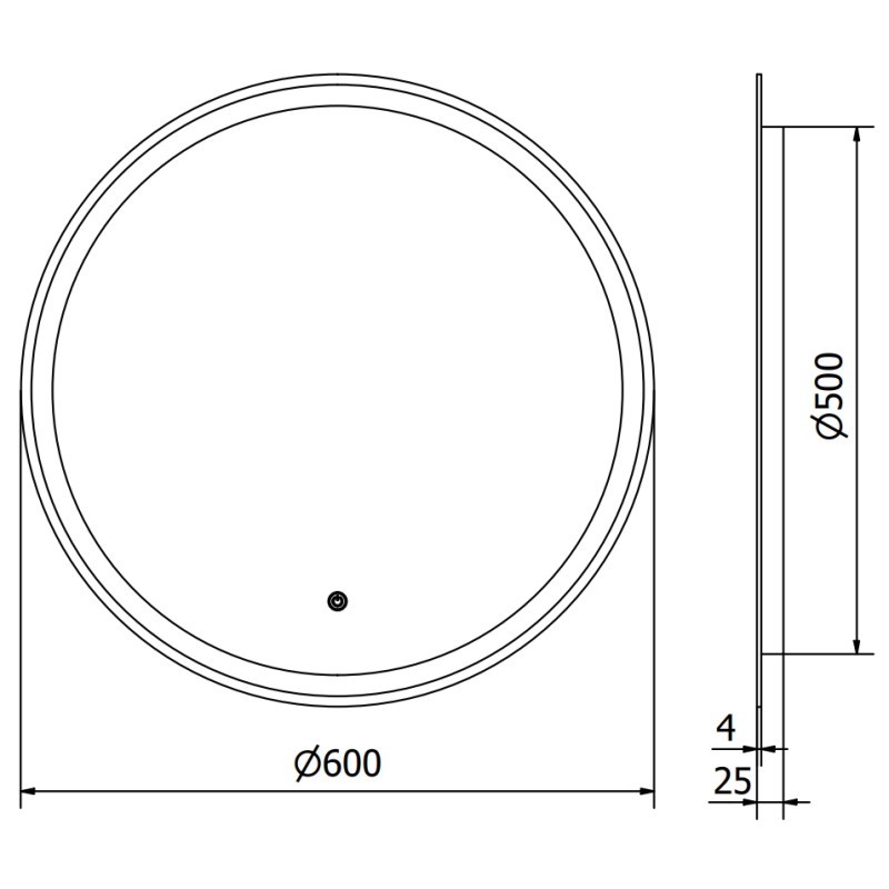 Mexen Gobi ronde verlichte badkamerspiegel, 60 cm, LED 6000K, antidamp - 9801-060-060-611-00