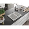 Mexen Carlos 1.5-bowl granite sink with Carla kitchen tap, white - 6518-20-670700-00
