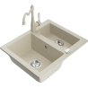 Mexen Carlos lavello da cucina in granito con 1,5 vasche e rubinetto Carla, beige - 6518-69-670700-69