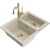 Mexen Carlos granieten spoelbak 1,5-kamer met keukenmengkraan Carla, beige - 6518-69-670700-50