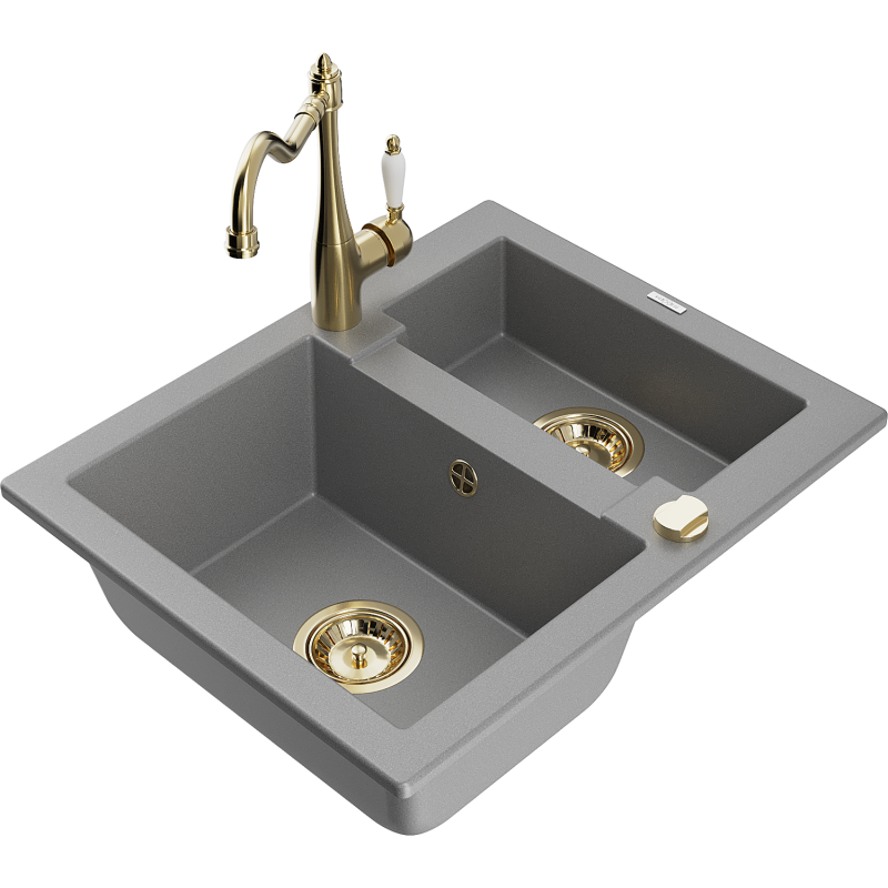 Mexen Carlos Granitdiskho 1,5-kammare med köksblandare Carla, grå - 6518-71-670700-50