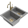 Mexen Carlos Granitspüle 1,5-Kammer mit Küchenarmatur Carla, Grau - 6518-71-670700-50