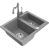 Mexen Carlos 1.5-bowl granite kitchen sink with Carla faucet, gray - 6518-71-670700-71