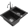 Mexen Carlos évier de cuisine en granit 1,5 bac avec robinet de cuisine Carla, noir/argent métallisé - 6518-73-670700-00
