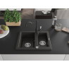 Mexen Carlos granitische spoelbak met 1,5 compartimenten en keukenmengkraan Carla, zwart/goud metallic - 6518-75-670700-70