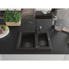 Mexen Carlos fregadero de granito de 1,5 senos con grifo de cocina Carla, negro/oro metálico - 6518-75-670700-70-B