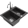 Mexen Carlos 1.5-bowl granite kitchen sink with Carla tap, black speckled - 6518-76-670700-00