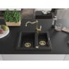 Mexen Carlos granite sink 1.5-bowl with Carla kitchen tap, black - 6518-77-670700-50