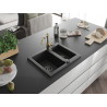 Mexen Carlos Evier en granit 1,5 bac avec robinet de cuisine Carla, noir - 6518-77-670700-50-B