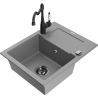 Mexen Enzo Granit-Spullsteen 1-Kummer mat Drainboard an Kichekran Carla, gro - 6506-71-670700-70-B