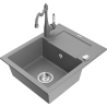 Mexen Enzo lavello da cucina in granito a 1 vasca con sgocciolatoio e rubinetto Carla, grigio - 6506-71-670700-71