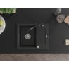 Mexen Enzo granite sink 1-basin with drainer and Carla kitchen tap, black/silver metallic - 6506-73-670700-70